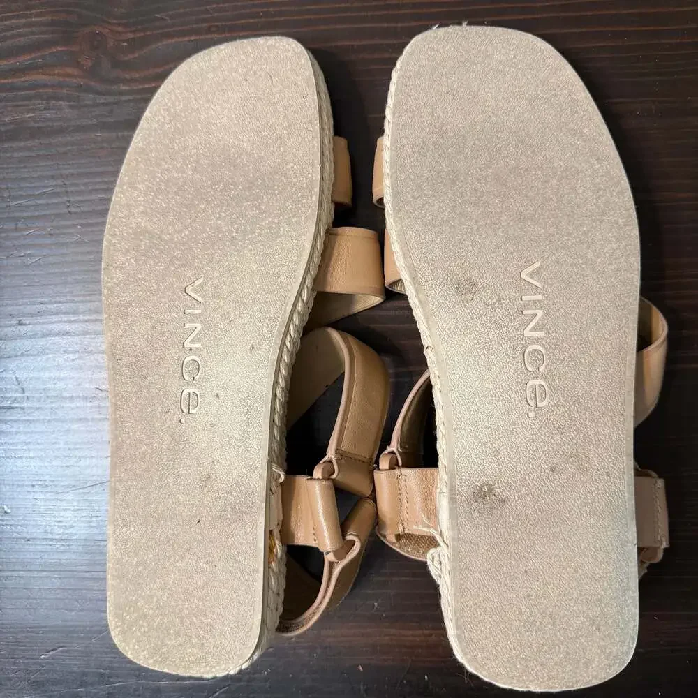 Vince Elian‎ Leather Flatform Sport Sandals in Cappuccino